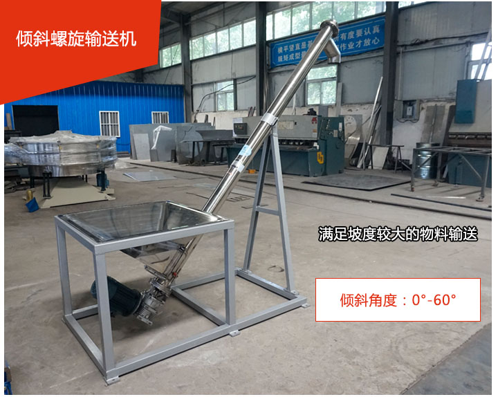 傾斜螺旋輸送機(jī)可用于60°范圍內(nèi)輸送散狀物料、不回流